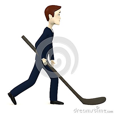Cartoon businessman with hockeystick Stock Photo