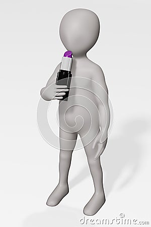 Render of Cartoon Character with Lipstick Stock Photo