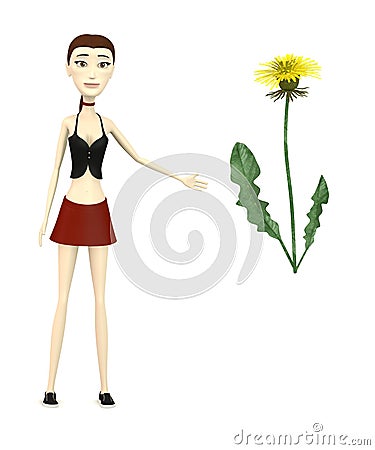 cartoon girl with dandelion Stock Photo