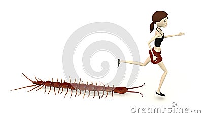 Cartoon girl with lithobius Stock Photo