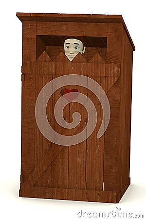 Cartoon man in latrine Stock Photo