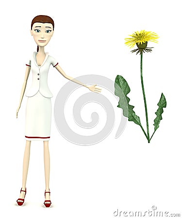 Cartoon nurse with dandelion Stock Photo