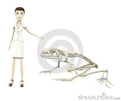 Cartoon nurse with frog skeleton Stock Photo