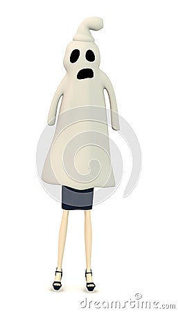 Cartoon woman as a ghost Stock Photo