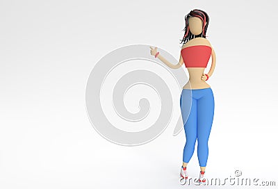 3D Render Cartoon Woman Hand with thumbs Gesture Asking for Lift Stock Photo
