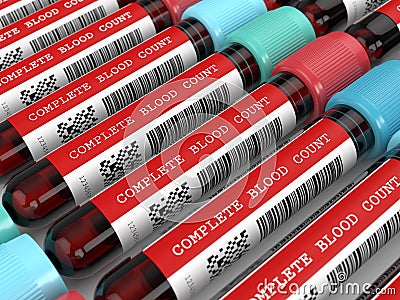 3d render of CBC blood tubes in row Stock Photo