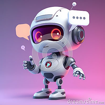 3D render of chatgpt, a charming robot that responds to queries Cartoon Illustration