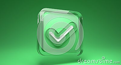3d render of check mark. Like or correct symbol. 3d verification icon. 3d render illustration Cartoon Illustration