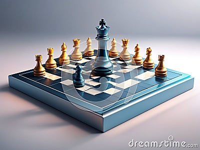 3d render chess board game with gradient background Stock Photo