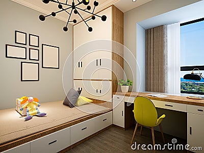 3d render child bedroom Stock Photo