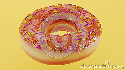 Chocolate donut or doughnut with sprinkles, Big Chocolate Glazed Donut with Color Sprinkles on a colored background Stock Photo