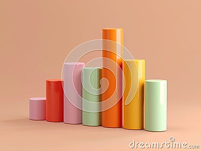 3D render clay style of A Chart graph isolated on pure solid background Stock Photo