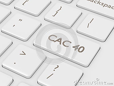 3d render of computer keyboard with CAC 40 index button Editorial Stock Photo