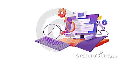 3d render code testing, functional test, usability Cartoon Illustration