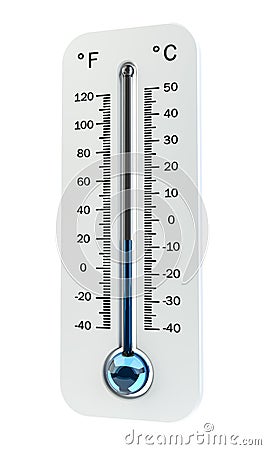 3D render cold white thermometer indicating low temperature Stock Photo