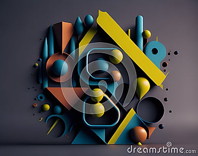 3 d render of colorful geometric shapes. abstract geometric shapes. abstract design background. modern design for banner and prese Stock Photo