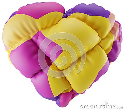 3D Render colorful Heart Illustration, inflated abstract heart balloon clipart Stock Photo