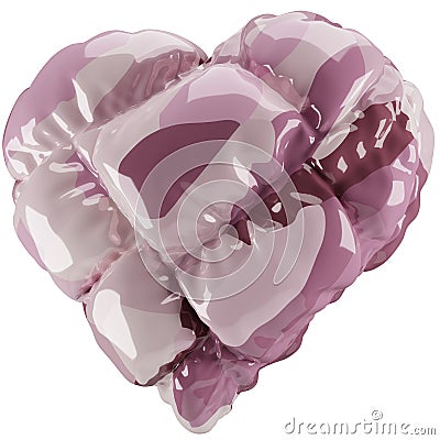 3D Render colorful Heart Illustration, inflated abstract heart balloon clipart Stock Photo