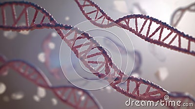 3d render of complementary DNA RNA strands. Molecular structure of genetic code. Illustration of gene expression process. Biotech Cartoon Illustration