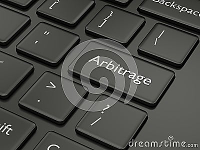 3d render of computer keyboard with ARBITRAGE button Stock Photo