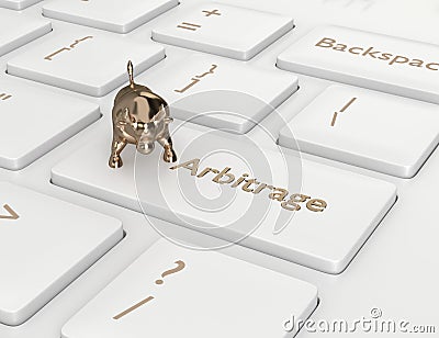3d render of computer keyboard with ARBITRAGE button Stock Photo