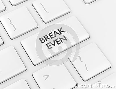 3d render of computer keyboard with BREAK EVEN button Stock Photo