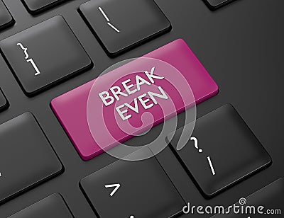 3d render of computer keyboard with BREAK EVEN button Stock Photo
