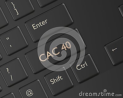 3d render of computer keyboard with CAC 40 index button Editorial Stock Photo