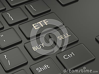 3d render of computer keyboard with ETF button Stock Photo