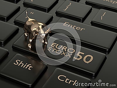 3d render of computer keyboard with EURO STOXX 50 index button Stock Photo