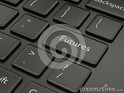 3d render of computer keyboard with FUTURES button Stock Photo