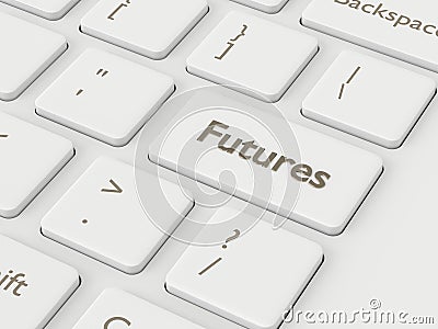 3d render of computer keyboard with FUTURES button Stock Photo