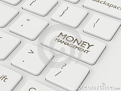 3d render of computer keyboard with MONEY MANAGEMENT button Stock Photo