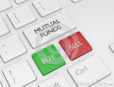 3d render of computer keyboard with MUTUAL FUNDS button Stock Photo