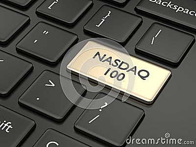 3d render of computer keyboard with NASDAQ 100 index button Editorial Stock Photo