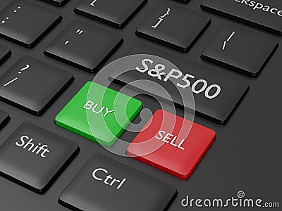 3d render of computer keyboard with S&P 500 index button Editorial Stock Photo