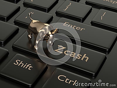 3d render of computer keyboard with Zcash button Stock Photo