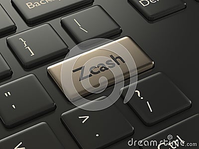 3d render of computer keyboard with Zcash button Stock Photo