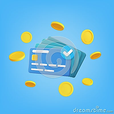 3d render Credit card Vector Illustration