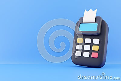 3d render credit card terminal machine. 3d rendering credit card reader. 3d render credit card reader illustration Cartoon Illustration