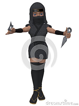 Cute toon ninja girl Stock Photo