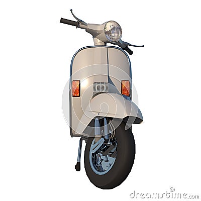 Scooter motorcycle vitange 1980s 2 - Front view white background 3D Rendering Ilustracion 3D Cartoon Illustration