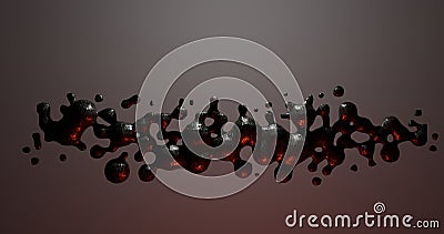 3d render dark modern abstract background metal iron fluid liquid drops for design Stock Photo