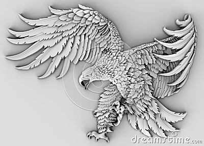 3D render - detailed eagle Cartoon Illustration