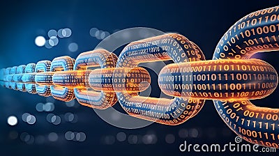 Digital Chn Link with Binary Code Stock Photo