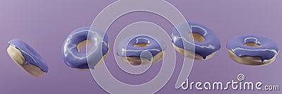 3d render of donut banner glazed with violet color of the year Stock Photo