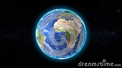 3d render earth realistic earth planet. Star cluster and nebula in outer space Stock Photo