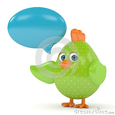 3d render of Easter funny chick with speech bubble Stock Photo