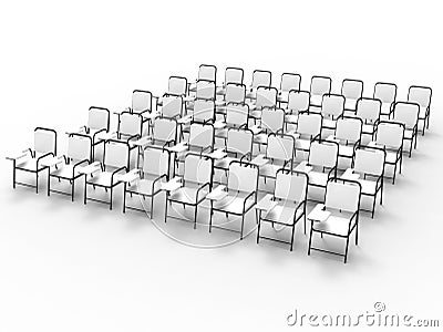 3D render - empty chairs rectangular pattern Cartoon Illustration