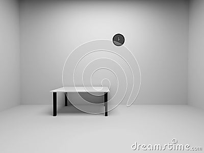 3D render empty room white wall background Stock Photo